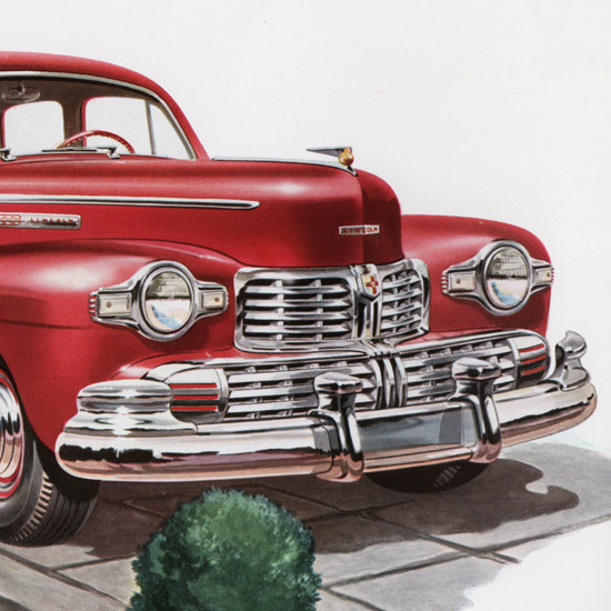 Detail Of Lincoln Sedan 1946 Red | Best of 1940s Ad and Cover Art