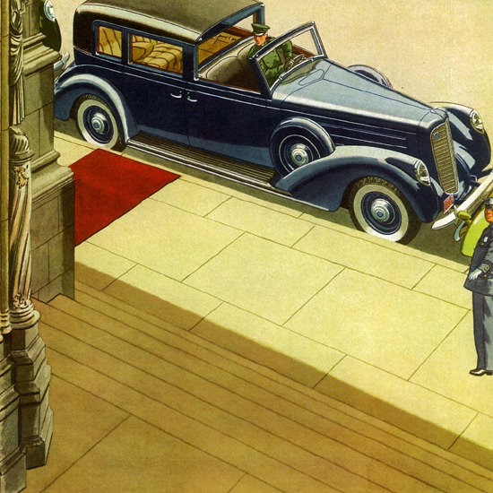 Detail Of Lincoln V12 Brunn Brougham 1938 | Best of 1930s Ad and Cover Art