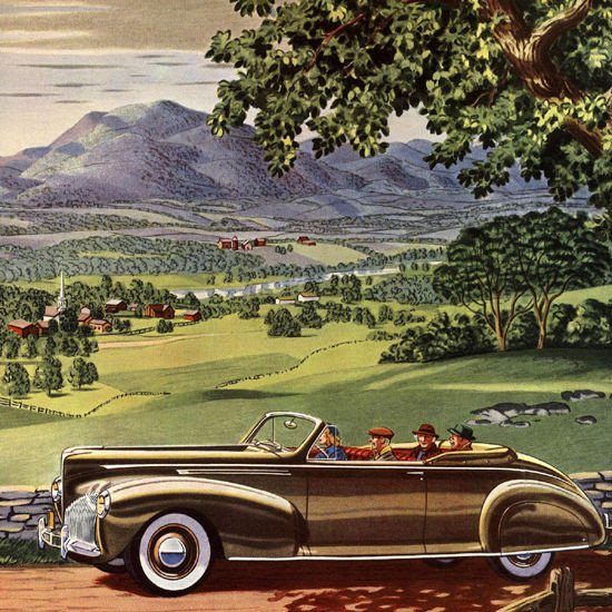 Detail Of Lincoln Zephyr V-12 Wanders New England 1940 | Best of Vintage Ad Art 1891-1970