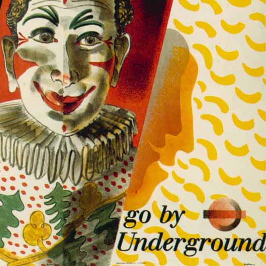 Detail Of London Underground Circus Clown | Best of Vintage Ad Art 1891-1970