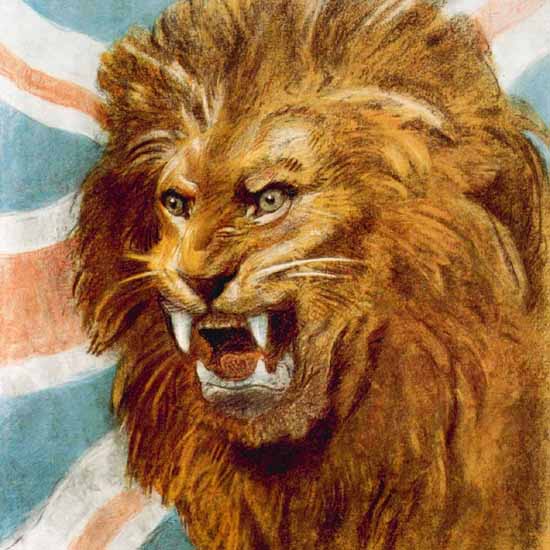 Detail Of London Underground Lion The Spirit Of 1943 | Best of Vintage Ad Art 1891-1970