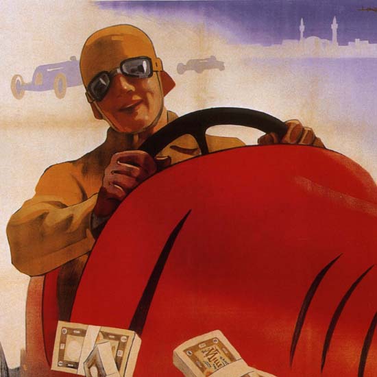 Detail Of Lotteria Di Tripoli Italy Italia Racing Car | Best of Vintage Ad Art 1891-1970