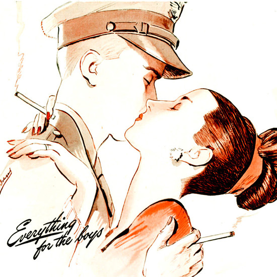 Detail Of Marlboro Everything For Distinction 1943 The Kiss | Best of Vintage Ad Art 1891-1970