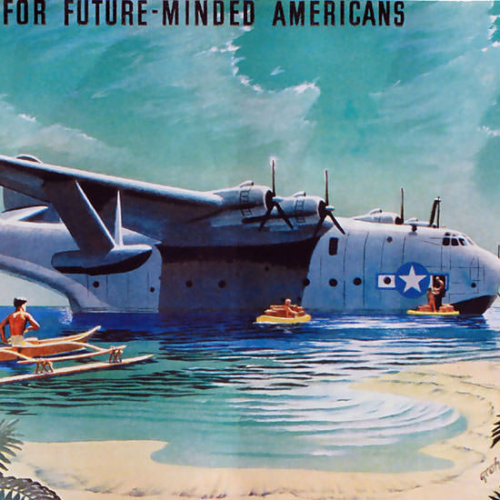 Detail Of Martin JRM Mars US Navy Cargo Seaplane 1935 | Best of Vintage Ad Art 1891-1970