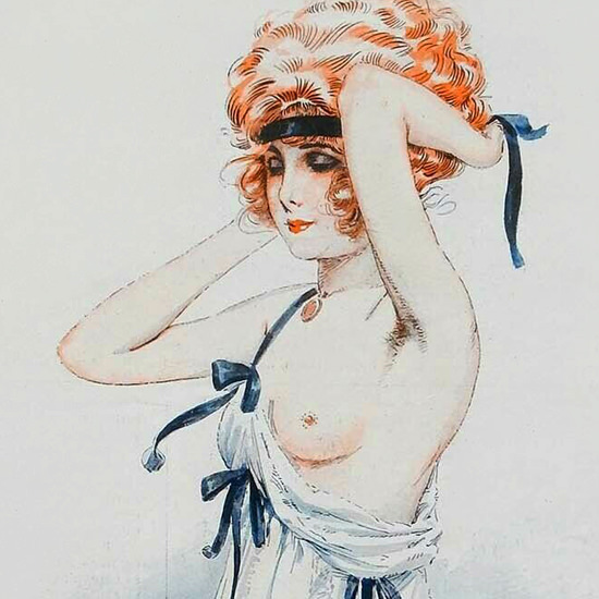 Detail Of Maurice Milliere La Vie Parisienne 1918 Femme Coiffee page B | Best of Vintage Ad Art 1891-1970