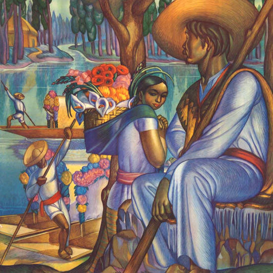 Detail Of Mexico Xochimilco 1940s | Best of Vintage Ad Art 1891-1970