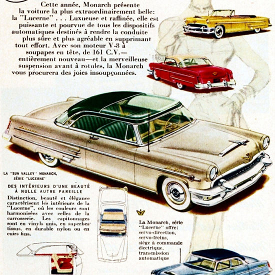 Detail Of Monarch Lucerne V8 161 HP Series 1954 | Best of Vintage Ad Art 1891-1970