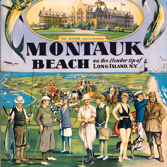 Detail Of Montauk Beach The Manor Hotel | Best of Vintage Ad Art 1891-1970