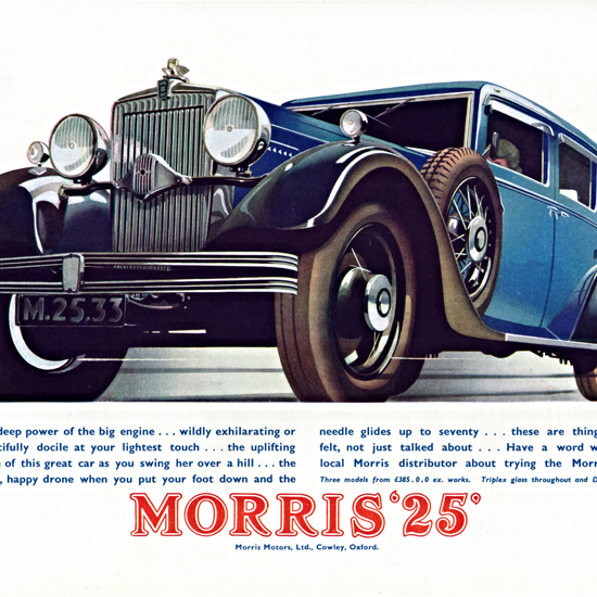 Detail Of Morris 25 1933 Blue Cowley | Best of 1930s Ad and Cover Art