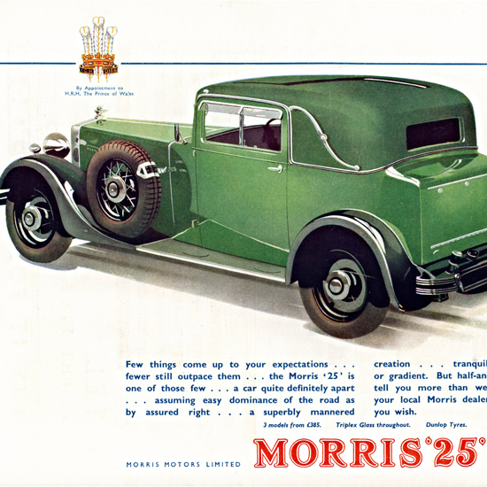 Detail Of Morris 25 Sports Coupe 1933 Cowley | Best of Vintage Ad Art 1891-1970