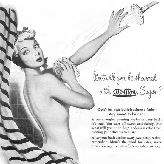 Detail Of Mum Safety-First Girl Showered Attention 1948 | Best of 1940s Ad and Cover Art