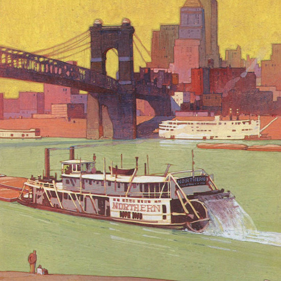 Detail Of New York Central Cincinnati Ohio Gateway 1935 | Best of 1930s Ad and Cover Art