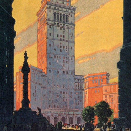 Detail Of New York Central Union Terminal Cleveland 1930 | Best of 1930s Ad and Cover Art