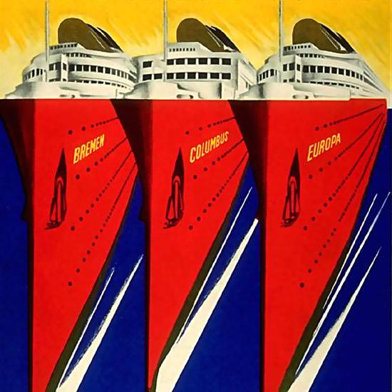 Detail Of Norddeutscher Lloyd Bremen Express-Steamer | Best of Vintage Ad Art 1891-1970