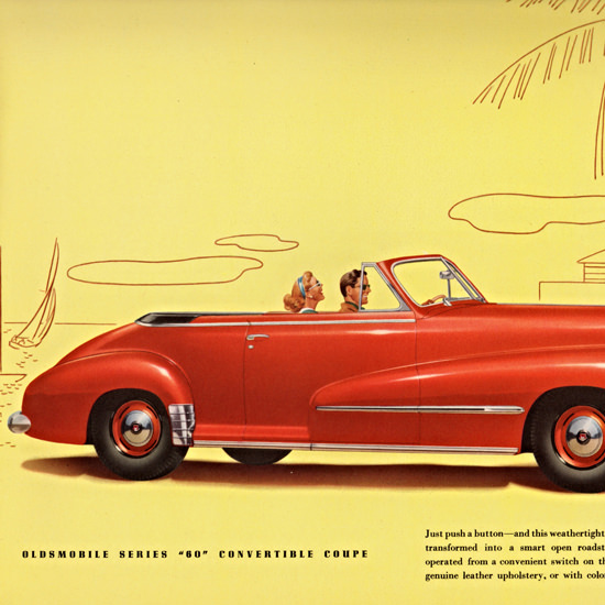 Detail Of Oldsmobile Series 60 Convertible Coupe 1948 | Best of 1940s Ad and Cover Art