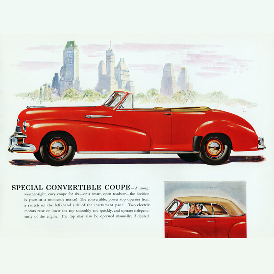 Detail Of Oldsmobile Special Convertible 1942 NYC B | Best of 1940s Ad and Cover Art