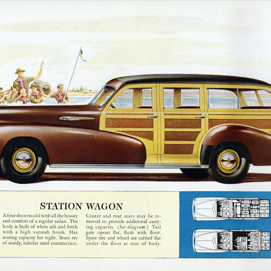 Detail Of Oldsmobile Station Wagon 1942 Boy Scouts | Best of 1940s Ad and Cover Art