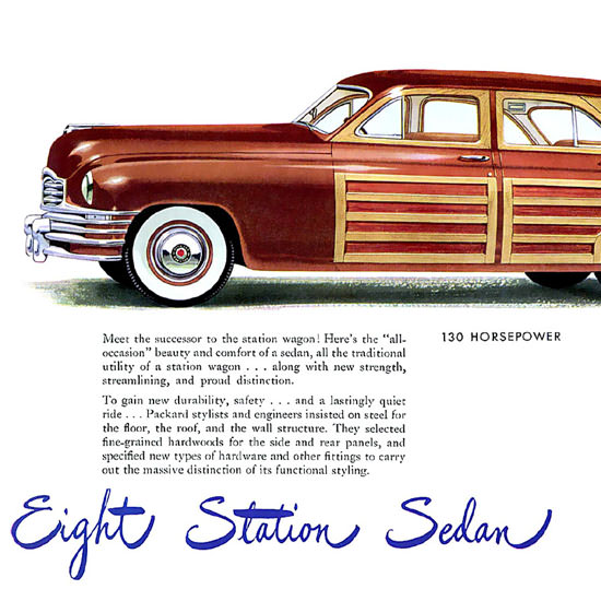 Detail Of Packard Series 22 Woody Station Wagon 1948 | Best of 1940s Ad and Cover Art