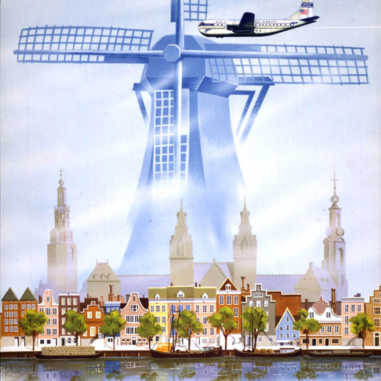 Detail Of Pan American Airways Amsterdam Clipper 1951 | Best of Vintage Ad Art 1891-1970