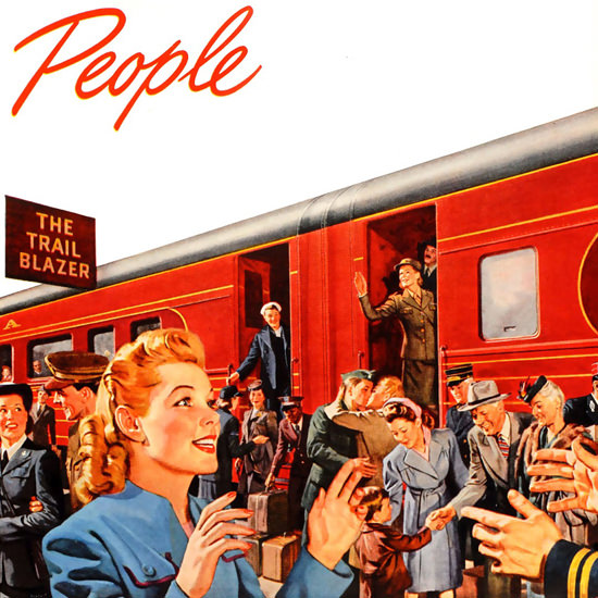 Detail Of Pennsylvania Railroad Railroading Is People 1945 | Best of Vintage Ad Art 1891-1970