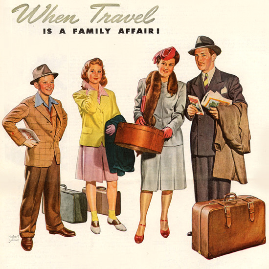 Detail Of Pennsylvania Railroad Travel Family Affair 1946 | Best of Vintage Ad Art 1891-1970