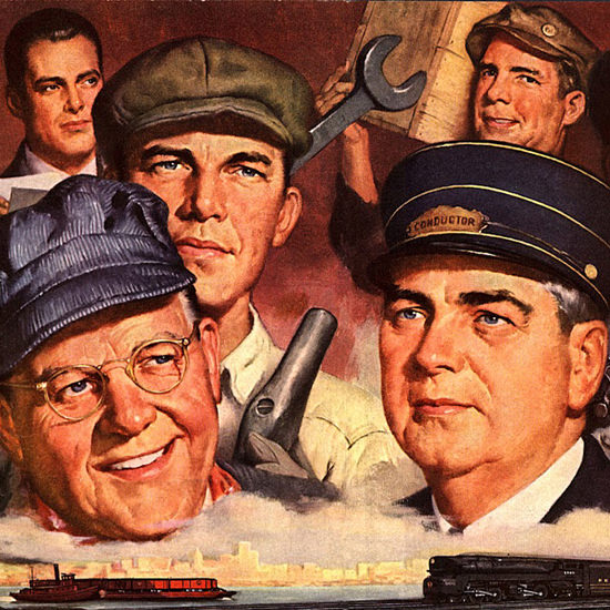 Detail Of Pennsylvania Railroad Working Partners 1946 | Best of 1940s Ad and Cover Art