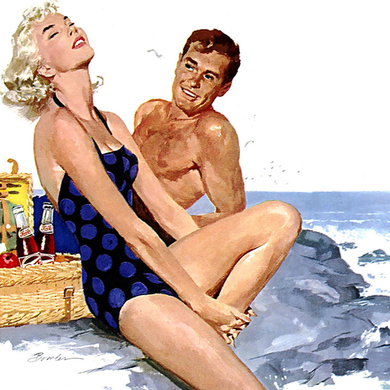 Detail Of Pepsi-Cola Girl Beach Life Todays People Pepsi 1954 | Best of 1950s Ad and Cover Art