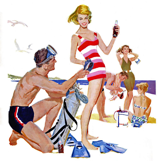 Detail Of Pepsi-Cola The Beach The Sociables Prefer Pepsi 1950s | Best of 1950s Ad and Cover Art