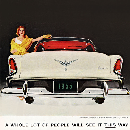 Detail Of Plymouth Belvedere Sport 1955 Lady This Way | Best of 1950s Ad and Cover Art