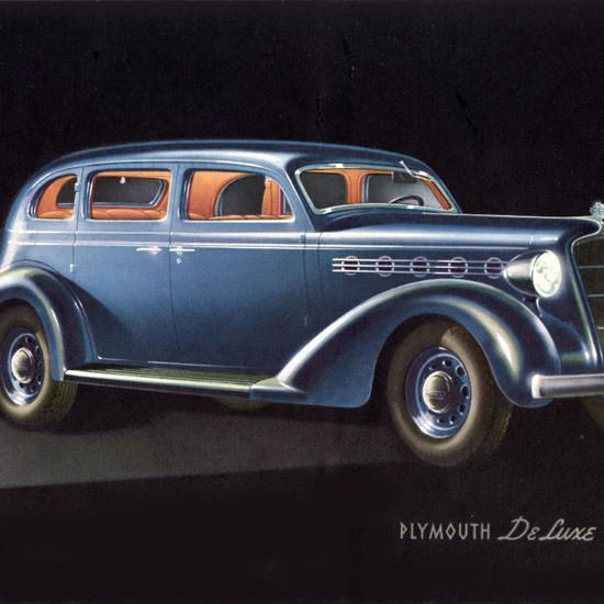 Detail Of Plymouth DeLuxe 4 Door Sedan 1935 | Best of Vintage Ad Art 1891-1970