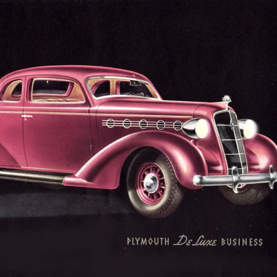 Detail Of Plymouth DeLuxe Business Coupe 1935 | Best of Vintage Ad Art 1891-1970