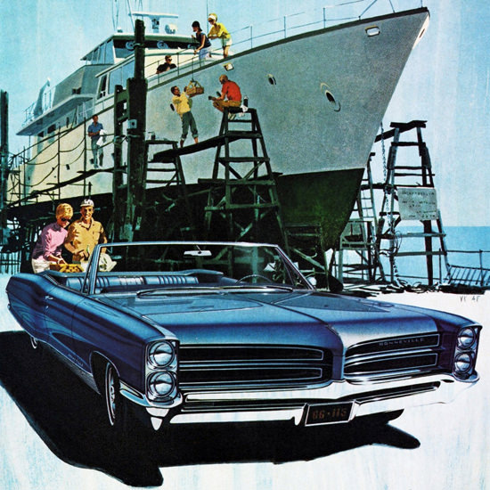 Detail Of Pontiac Bonneville Convertible 1966 Motor Yacht | Best of Vintage Ad Art 1891-1970