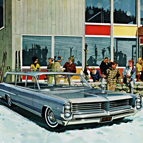 Detail Of Pontiac Bonneville Custom Safari 1964 Ski Arena | Best of Vintage Ad Art 1891-1970