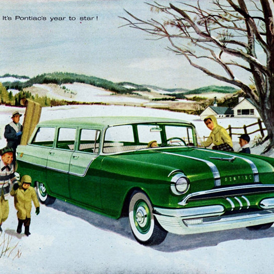 Detail Of Pontiac Chieftain 870 V8 Station Wagon 1955 | Best of Vintage Ad Art 1891-1970