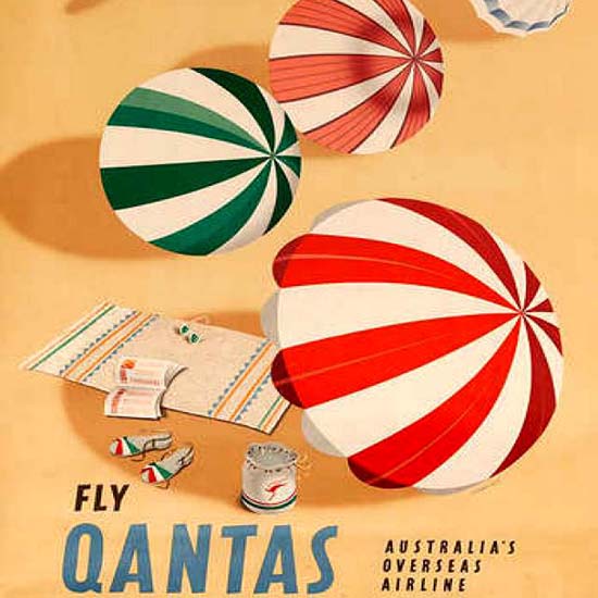 Detail Of Qantas Australia Australias Overseas Airline 1950 | Best of 1950s Ad and Cover Art