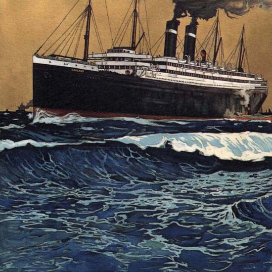 Detail Of Red Star Line Belgium Antwerpen New York | Best of Vintage Ad Art 1891-1970