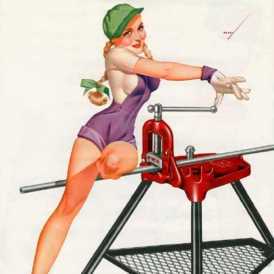 Detail Of Ridgid George Petty Calendar August 1953 | Best of Vintage Ad Art 1891-1970