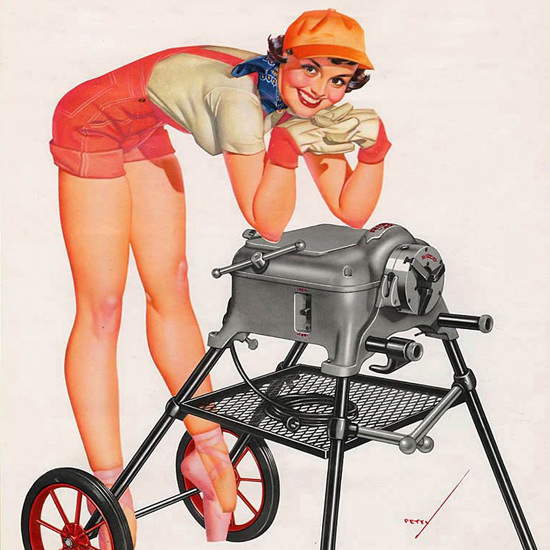 Detail Of Ridgid George Petty Calendar December 1953 | Best of Vintage Ad Art 1891-1970