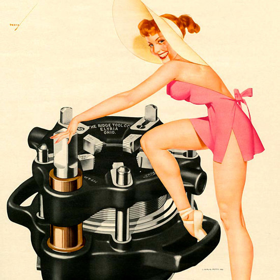 Detail Of Ridgid George Petty Calendar September 1952 | Best of Vintage Ad Art 1891-1970