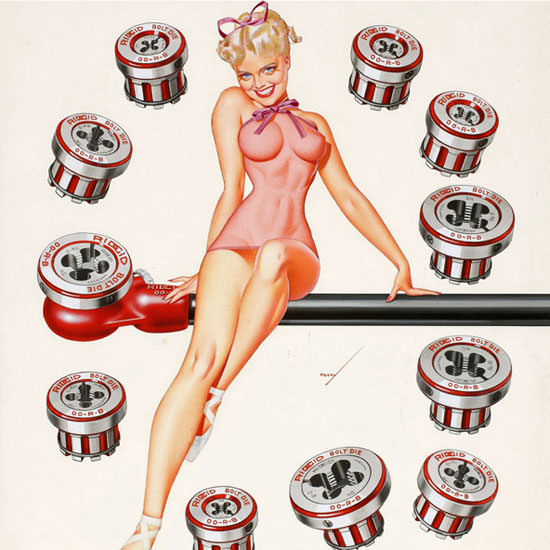 Detail Of Ridgid Tools Pin-Up Girl George Petty | Best of Vintage Ad Art 1891-1970