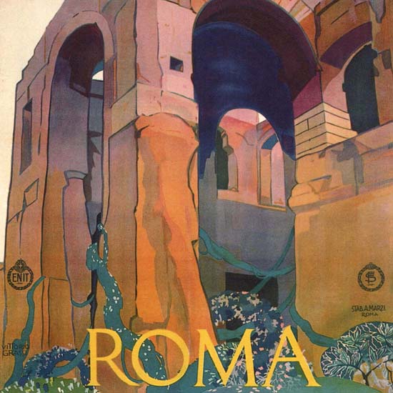 Detail Of Roma Mercato Di Traiano Rome Maket Italy Italia | Best of Vintage Ad Art 1891-1970