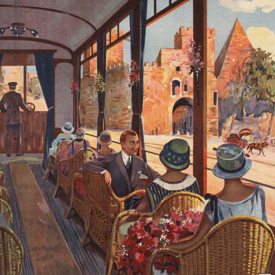 Detail Of Roma Tramvie Del Governatorato Rome Tramway | Best of Vintage Ad Art 1891-1970