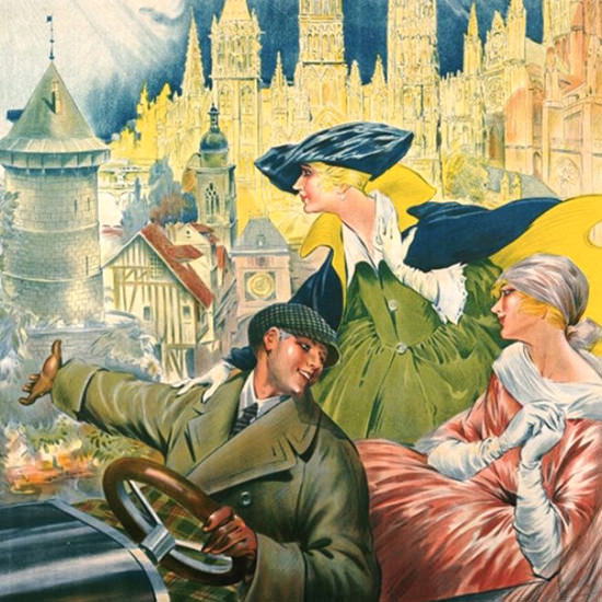 Detail Of Rouen Visitez Ville Musee 1910 | Best of 1891-1919 Ad and Cover Art