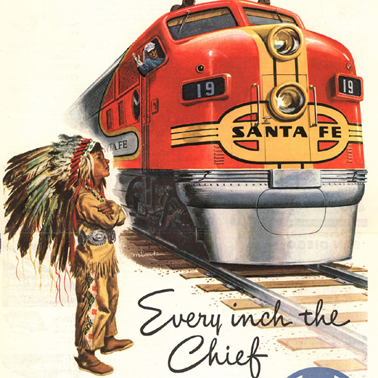 Detail Of Santa Fe Every Inch The Chief 1948 by Dave Mink | Best of Vintage Ad Art 1891-1970