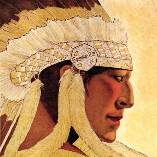 Detail Of Santa Fe The Chief Is Still Chief 1931 H Villa | Best of 1930s Ad and Cover Art