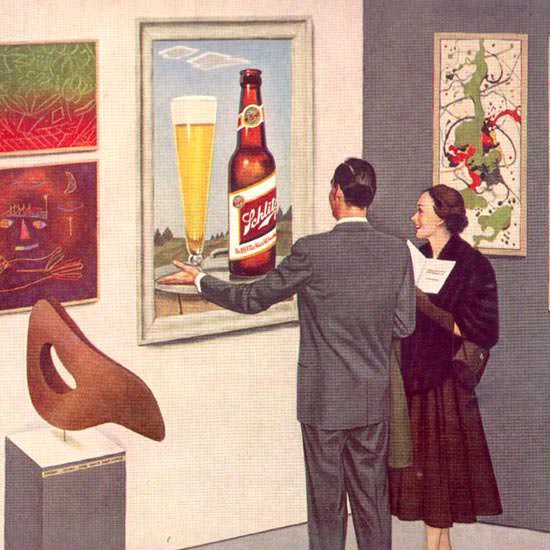 Detail Of Schlitz Beer Modern Art Museum 1952 by John Falter | Best of Vintage Ad Art 1891-1970