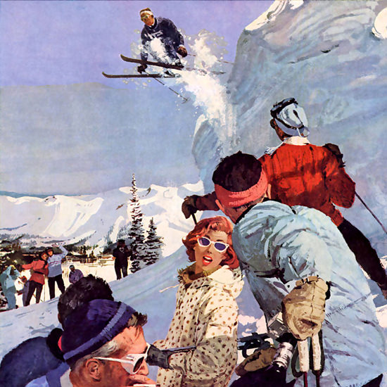 Detail Of Seagams Imported Canadian Whisky Skiing 1959 | Best of Vintage Ad Art 1891-1970