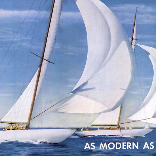 Detail Of Seagram Sea Breezes Dry Gin Sailing Boat | Best of Vintage Ad Art 1891-1970