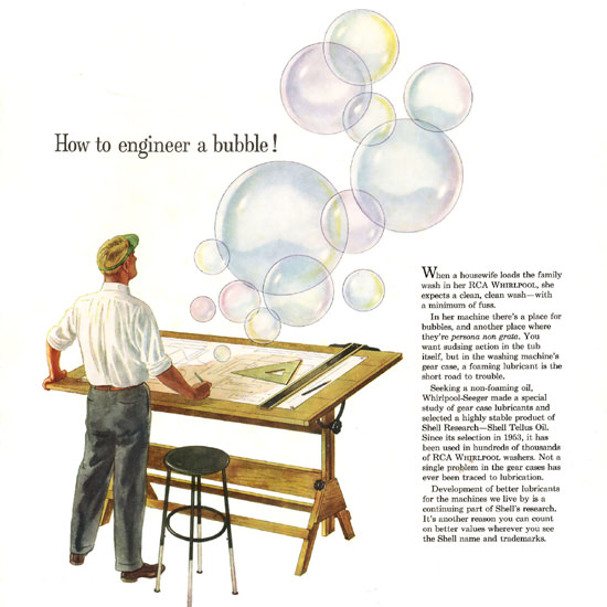 Detail Of Shell Bubble RCA Whirlpool Washers | Best of Vintage Ad Art 1891-1970