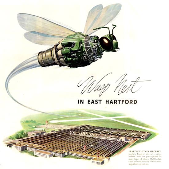 Detail Of Shell Wasp Nest Pratt Whitney Aircraft 1952 | Best of Vintage Ad Art 1891-1970